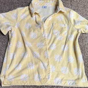 Yellow Floral Short Sleeve Women's Top
